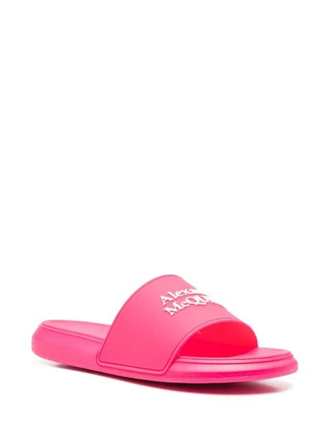 Alexander McQueen logo-appliqué slides - Pink - zdjęcie produktu nr 2