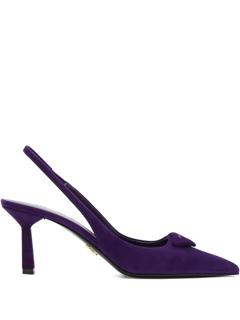 Prada 70mm triangle-logo slingback pumps - Purple - zdjęcie produktu nr 1