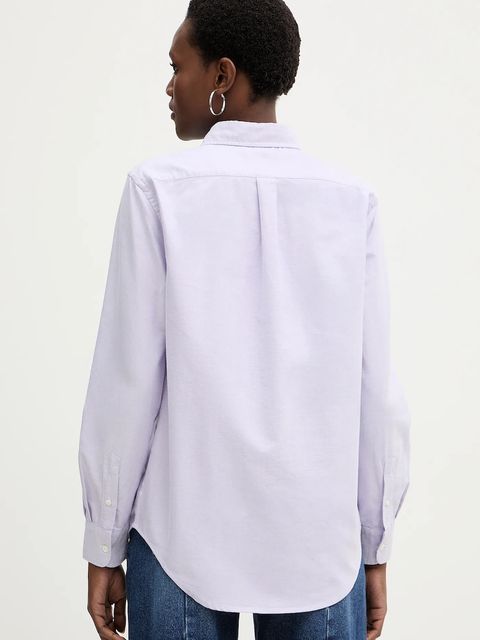 Polo Ralph Lauren koszula bawełniana damska kolor fioletowy relaxed z kołnierzykiem klasycznym 211970736