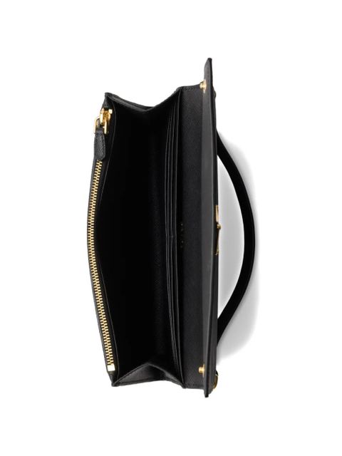 Prada Saffiano-leather wallet with shoulder strap - Black