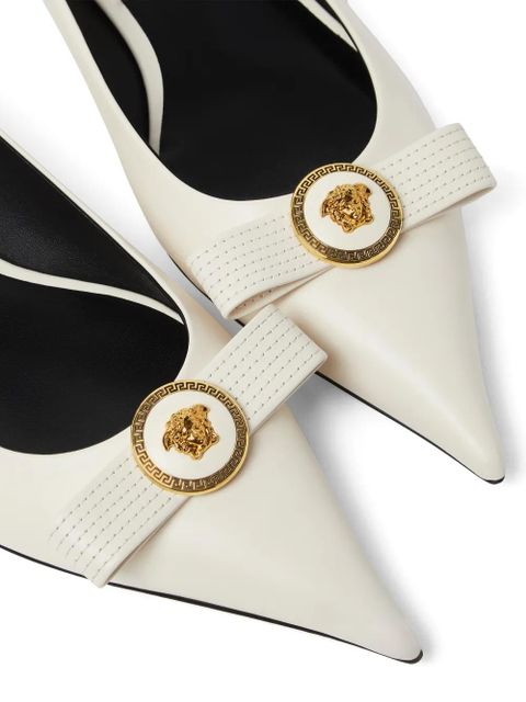 Versace Medusa leather ballet flats - Neutrals