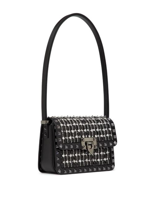 Valentino Garavani small Rockstud23 embroidered shoulder bag - Black