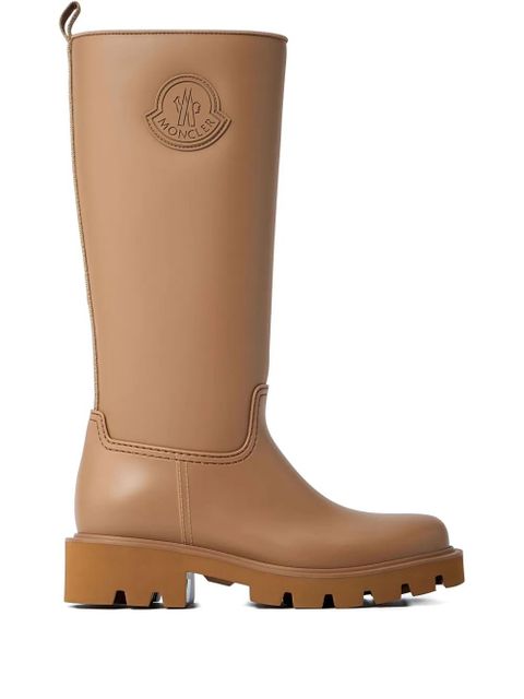 Moncler logo-patch knee-high boots - Brown - zdjęcie produktu nr 1