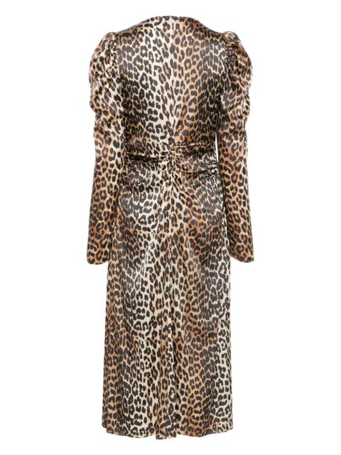 GANNI leopard-print ruched midi dress - Brown - zdjęcie produktu nr 2