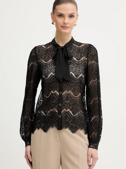 Morgan koszula damska kolor czarny regular z wiązanym dekoltem TGRAPHO - zdjęcie produktu nr 1