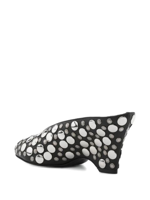 KHAITE 70mm metallic-studded heeled mules - Black