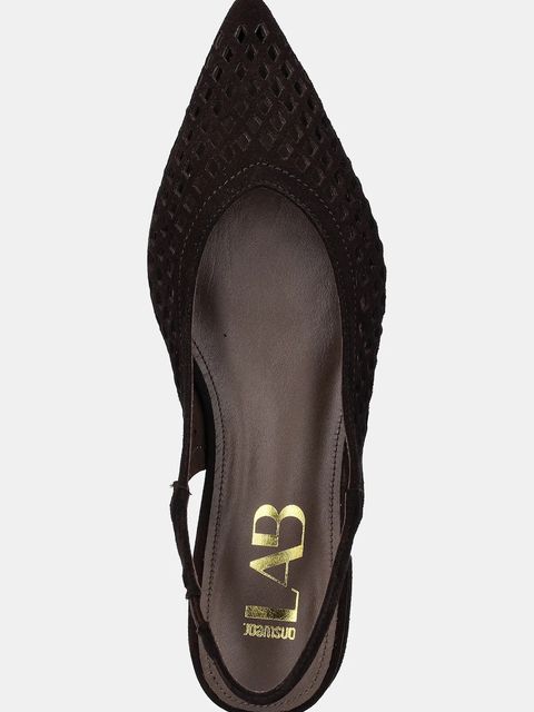 Answear.LAB baleriny zamszowe kolor brązowy z odkrytą piętą