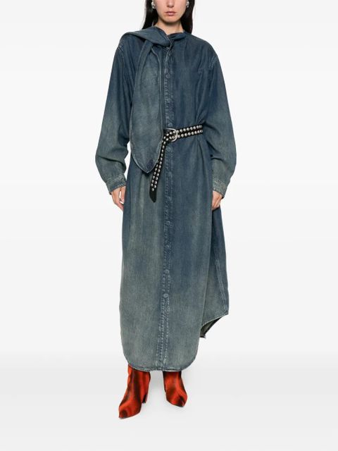 Diesel tie-neck denim maxi dress - Blue