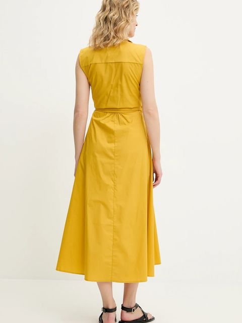 Answear.LAB sukienka bawełniana kolor żółty midi rozkloszowana - zdjęcie produktu nr 2