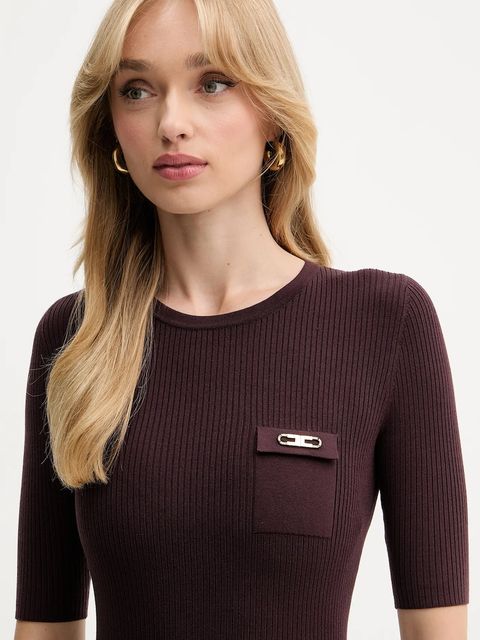 Elisabetta Franchi sweter z jedwabiem damski kolor bordowy lekki MK10B56E2