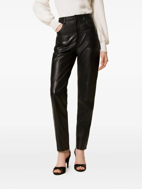 TWINSET stitch-detail leather pants - Black