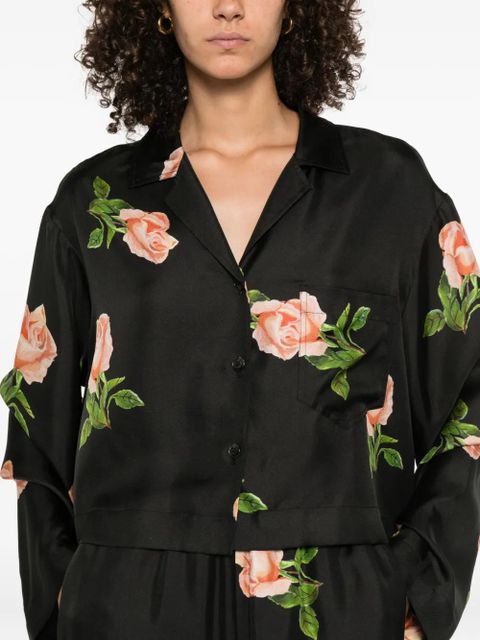 Nanushka Vally rose-print long-sleeve shirt - Black