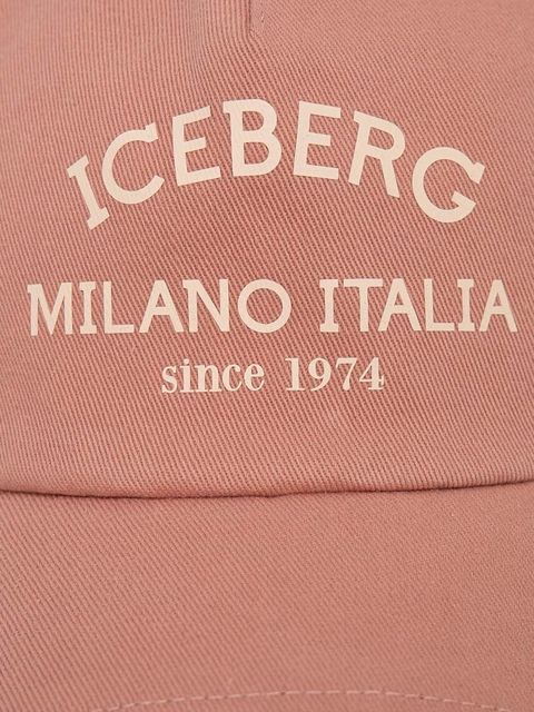 Iceberg czapka z daszkiem bawełniana kolor różowy z nadrukiem - zdjęcie produktu nr 2