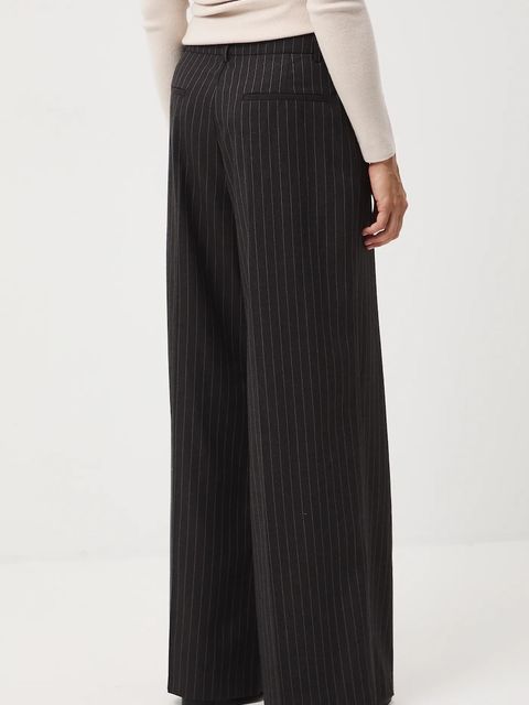 Medicine spodnie z domieszką wełny damskie kolor szary szerokie high waist