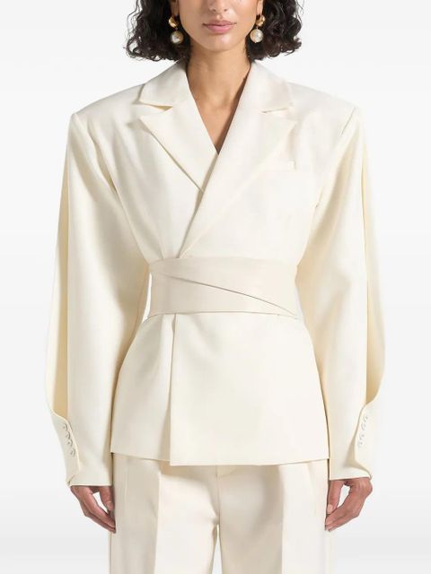 Manière De Voir Marie twist-sleeve belted blazer - Neutrals