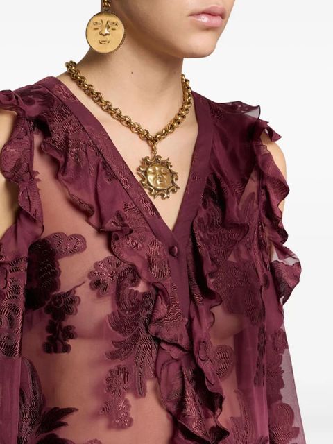 ETRO fil coupé chiffon shirt - Red