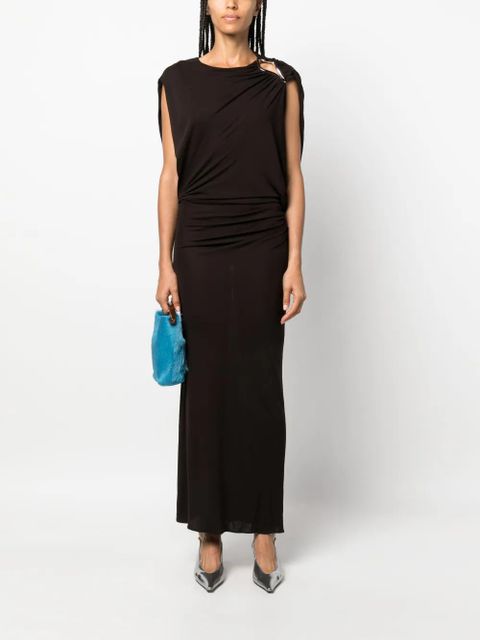 Lanvin brooch-detail maxi dress - Brown