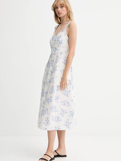 Levi's sukienka bawełniana kolor biały midi rozkloszowana 003PR