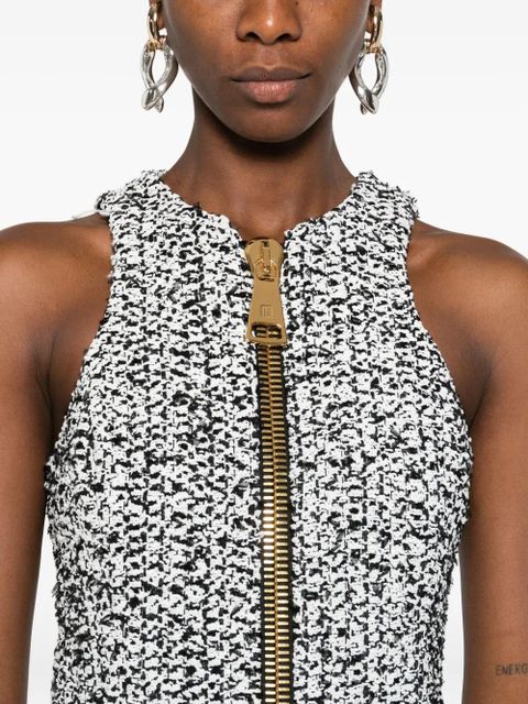 Balmain zip-front tweed mini dress - White