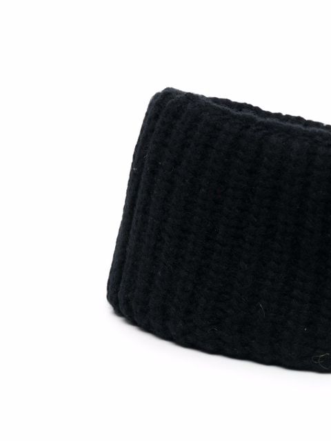 Moncler logo-patch knitted headband - Black