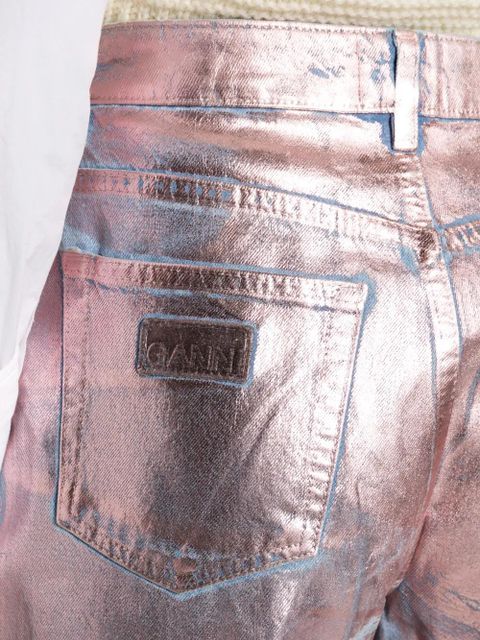 GANNI Foil Stary high-rise tapered-leg jeans - Pink