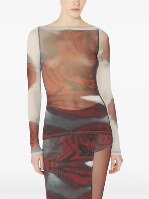 Jean Paul Gaultier Blurry Roses top - Red