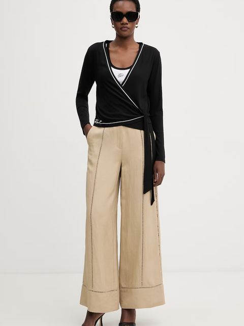 Karl Lagerfeld longsleeve damski z wiskozy - zdjęcie produktu nr 1