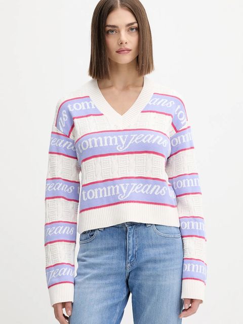 Tommy Jeans sweter bawełniany damski kolor beżowy DW0DW21682 - zdjęcie produktu nr 1