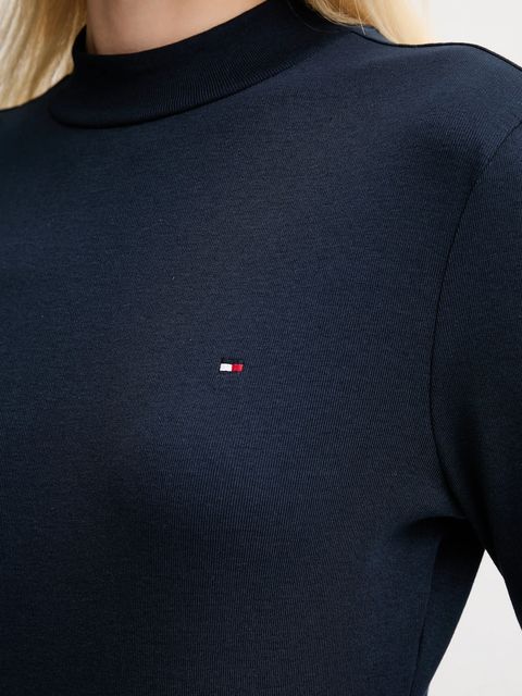 Tommy Hilfiger longsleeve bawełniany kolor granatowy z półgolfem WW0WW47307