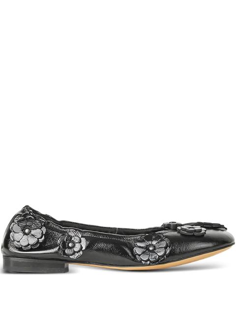 Cecilie Bahnsen Brielle flower-embellished ballet flats - Black - zdjęcie produktu nr 1