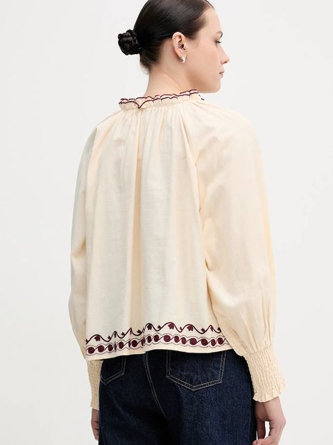 Hoss Intropia bluzka damska kolor beżowy z aplikacją 6282695