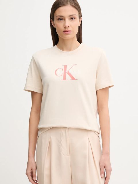 Calvin Klein Jeans t-shirt bawełniany damski kolor beżowy LV047B865G - zdjęcie produktu nr 1