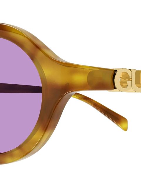 Gucci Eyewear oval logo-detail sunglasses - Brown