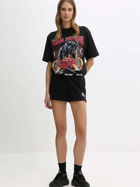 Puma x A$AP ROCKY szorty bawełniane damskie kolor czarny z aplikacją high waist 635071 - zdjęcie produktu nr 2