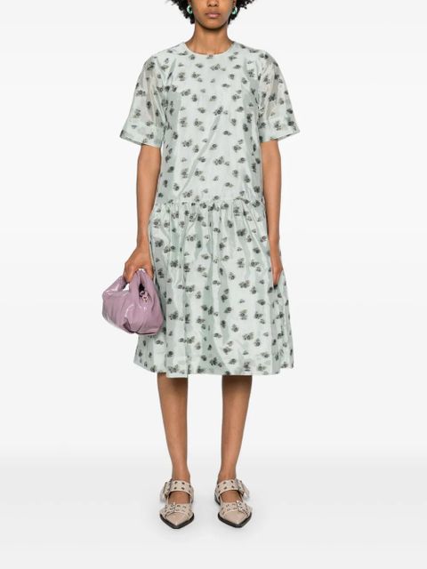 GANNI floral-jacquard organza midi dress - Green - zdjęcie produktu nr 2