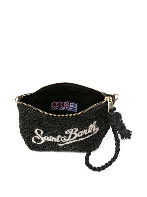 MC2 Saint Barth Raffia Pouch embroidered-logo clutch bag - Black - zdjęcie produktu nr 2