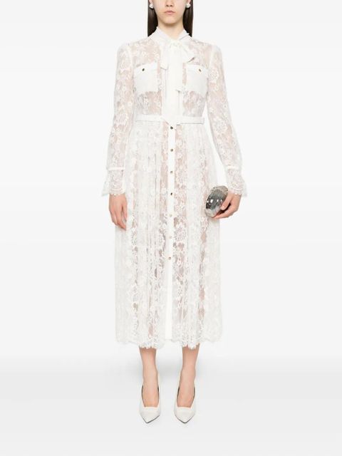 Self-Portrait lace pussy-bow midi dress - White - zdjęcie produktu nr 2