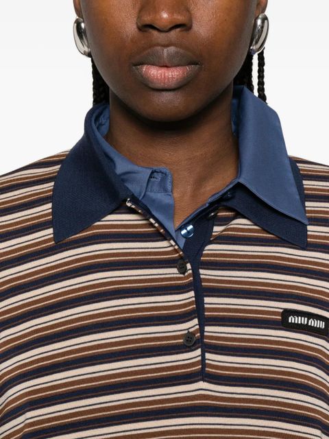 Miu Miu striped polo polo top - Brown