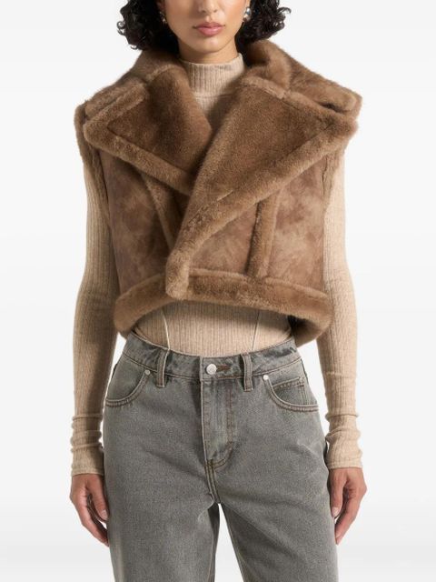 Manière De Voir Kena plush detachable-sleeves jacket - Neutrals