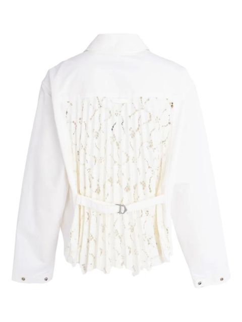 Simkhai zip-front lace-insert jacket - White - zdjęcie produktu nr 2
