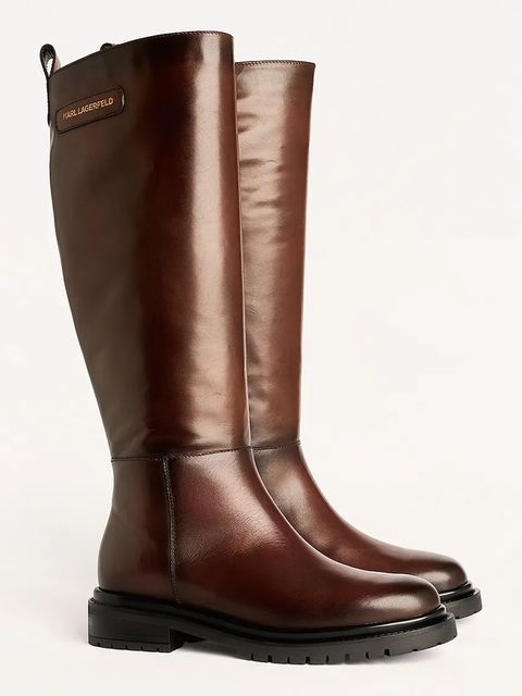 Karl Lagerfeld kozaki BINKY damskie kolor brązowy na płaskim obcasie KL47595 - zdjęcie produktu nr 2