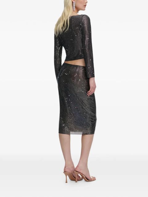 Self-Portrait embellished midi skirt - Black