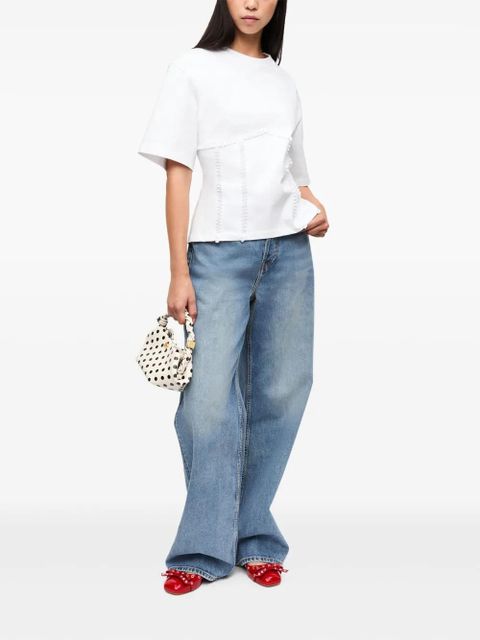 GANNI appliqué-detail T-shirt - White