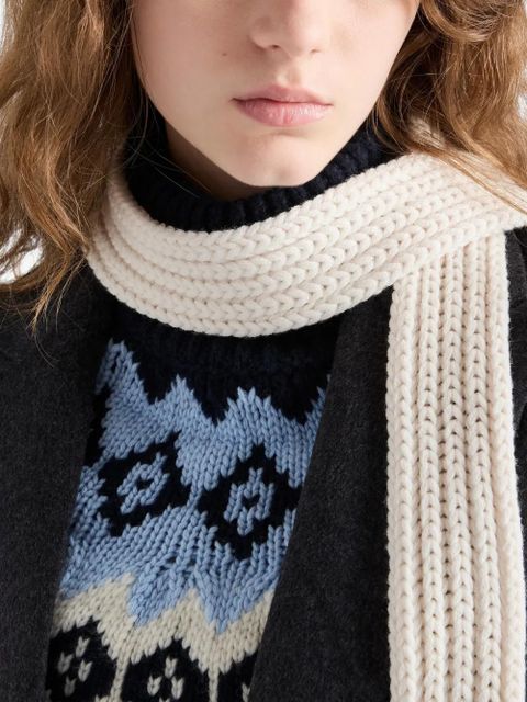 Prada enameled-triangle rib-knit scarf - Neutrals