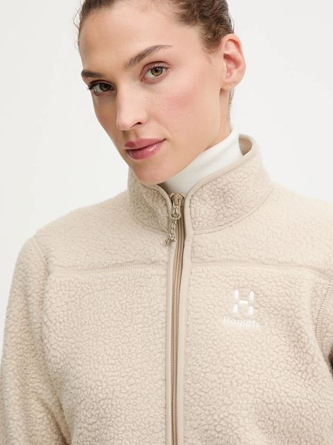 Haglöfs bluza sportowa Mossa Pile kolor beżowy gładka 606538