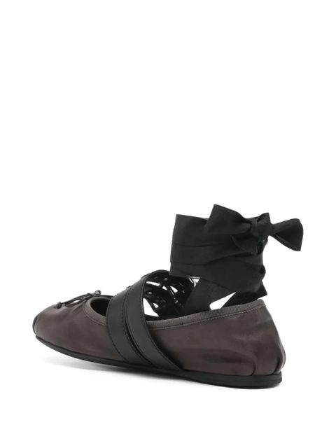 Miu Miu leather ballet flats - Brown