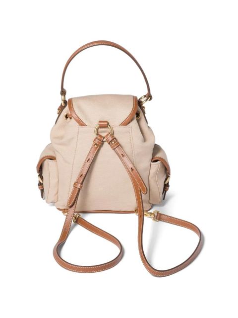 Miu Miu flap leather canvas backpack - Neutrals - zdjęcie produktu nr 2