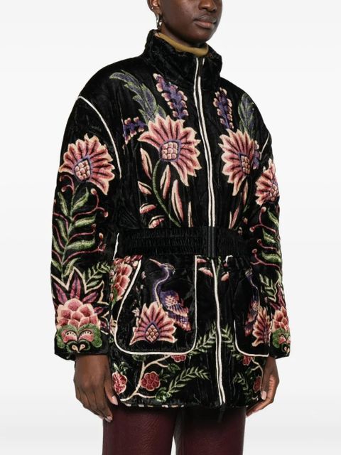 FARM Rio floral-embroidered jacket - Black