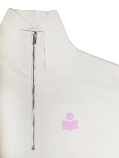 MARANT ÉTOILE Ross logo-print quarter-zip sweater - Neutrals