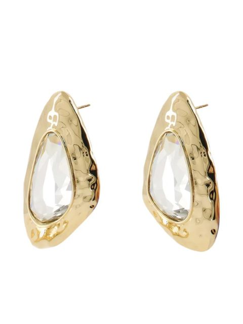 Self-Portrait crystal-embellished hammered earrings - Gold - zdjęcie produktu nr 2